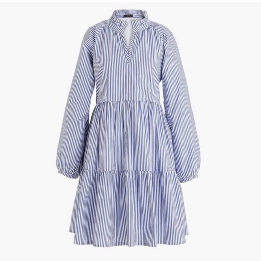 J. Crew Blue and White Striped Midi Dress